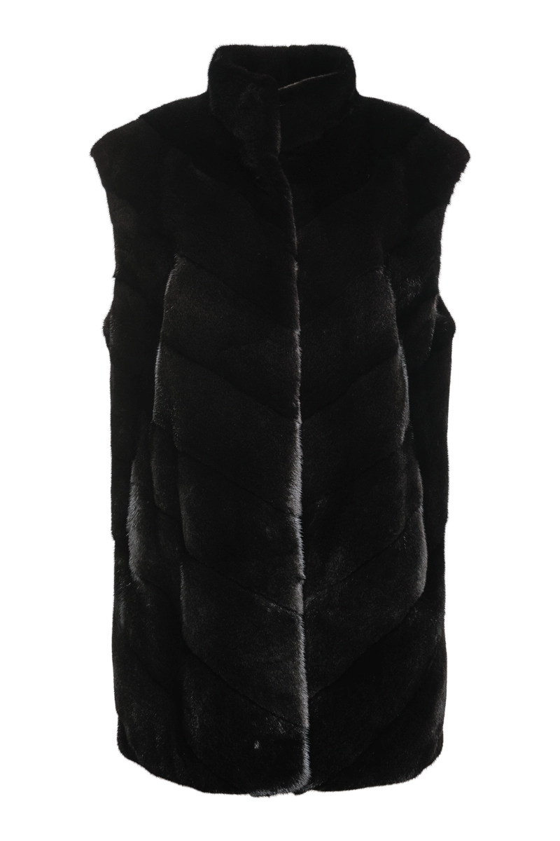 Plus Size V-Cut Hem Mink Fur Vest