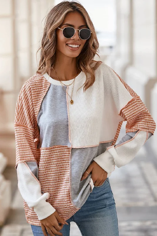 Exposed Seam Color-block Oversized Knit Top