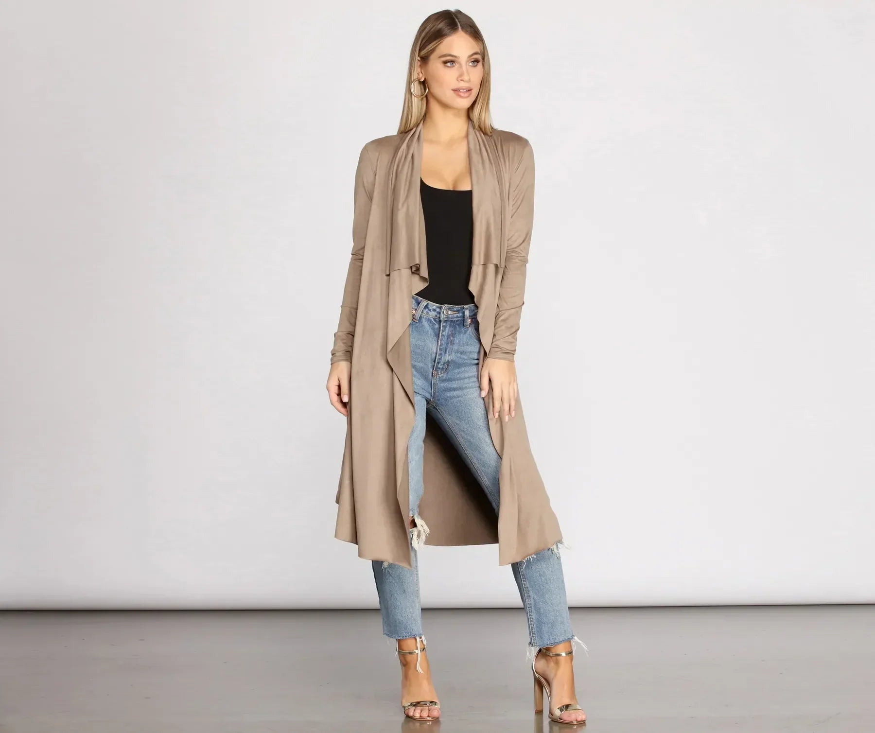 On The Town Suede Trench