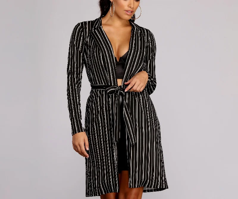 Sophisticated In Striped Trench Coat