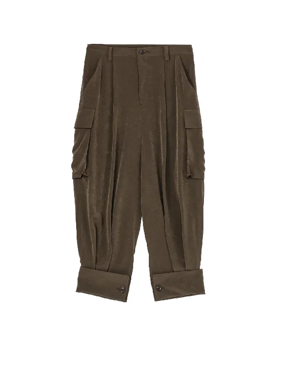 CREPE de CHINE CUFFED HEM CARGO PANTS