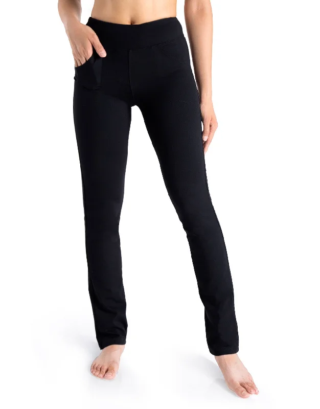 Straight Leg Yoga Pants, 5 Pockets (Black)