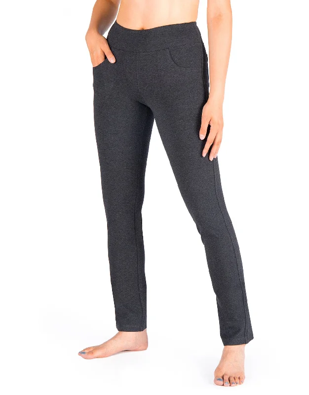 Straight Leg Yoga Pants, 5 Pockets (Charcoal)