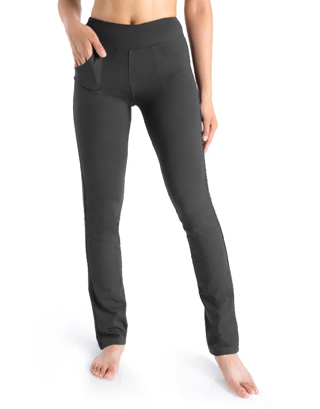 Straight Leg Yoga Pants, 5 Pockets (Graphite Grey)