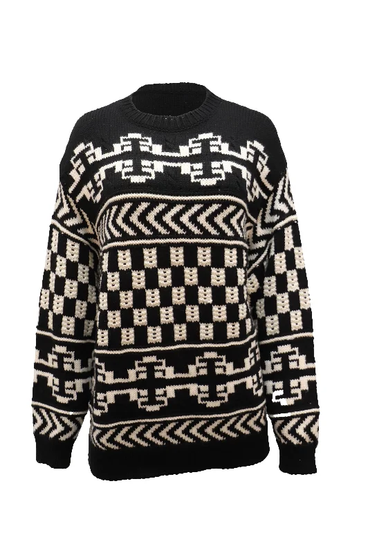 Alanui Aztec Print Sweater in Black Wool