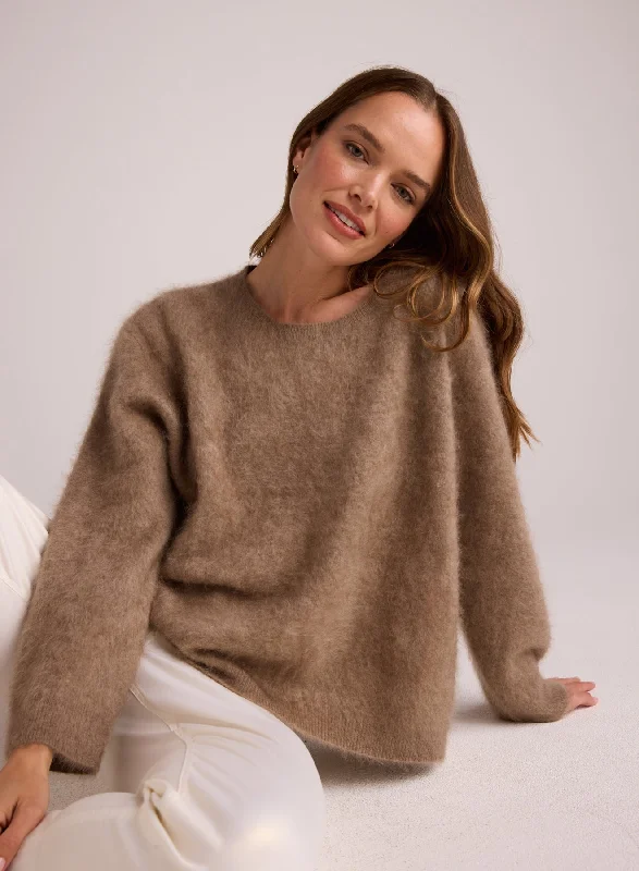 Cashmere Fuzzy Crew Neck - Soft Fawn