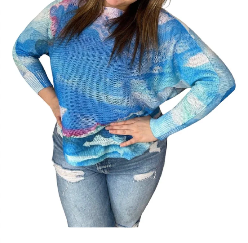 Shades Of The Tide Batwing Sweater In Bright Blue