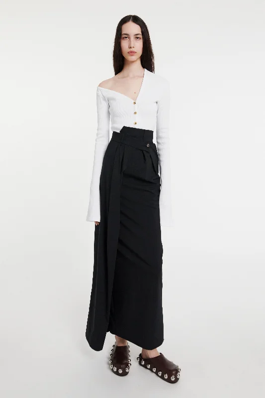 Deconstructed Trousers Skirt Black