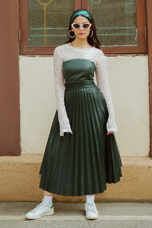 Lattino Green Leather Skirt