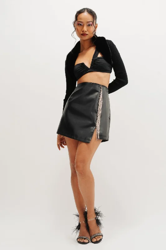 Black Slit A-Line Skirt