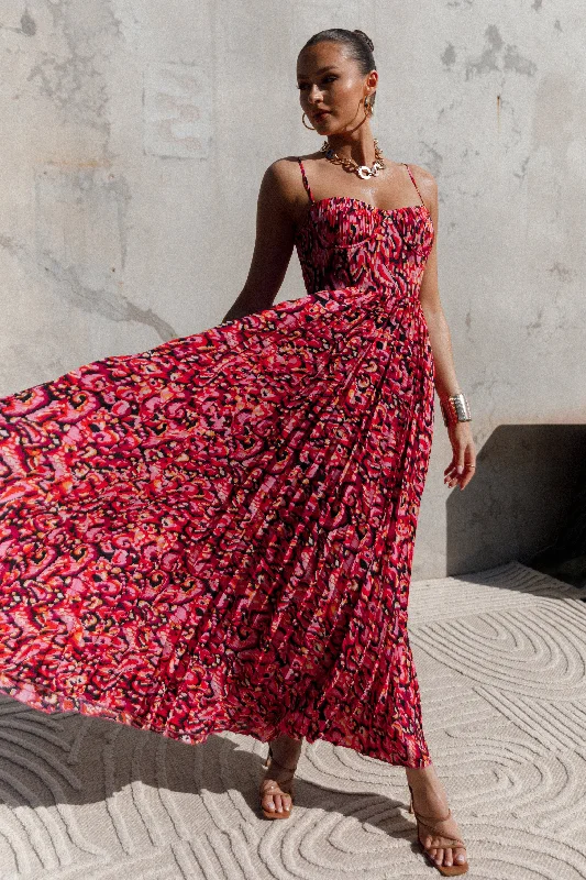 Achanti Pleated Maxi Dress - Pink Multi