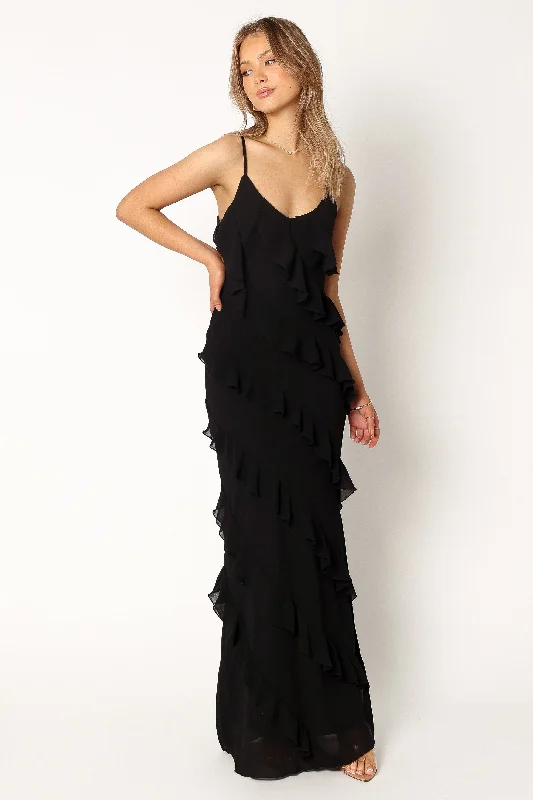 Ciao Ruffles Maxi Dress - Black