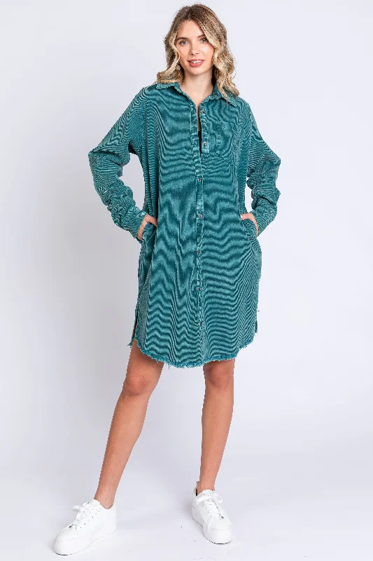 Jade Corduroy Button Down Collared Dress