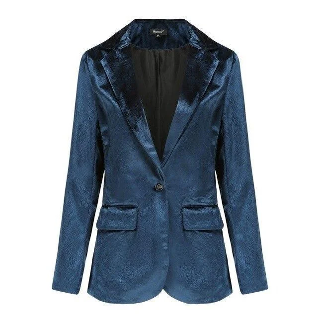 The Smooth Session Velvet Blazer Women - Casual - Plain-Solid