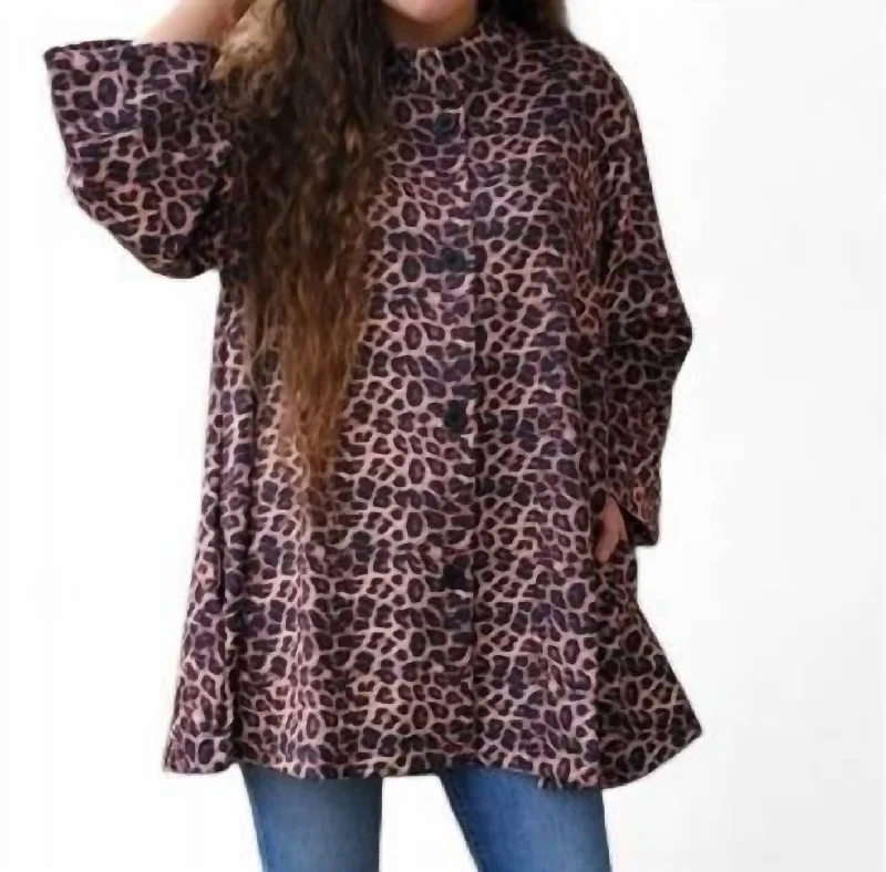 Leopard Print Swing Jacket In Black/brown