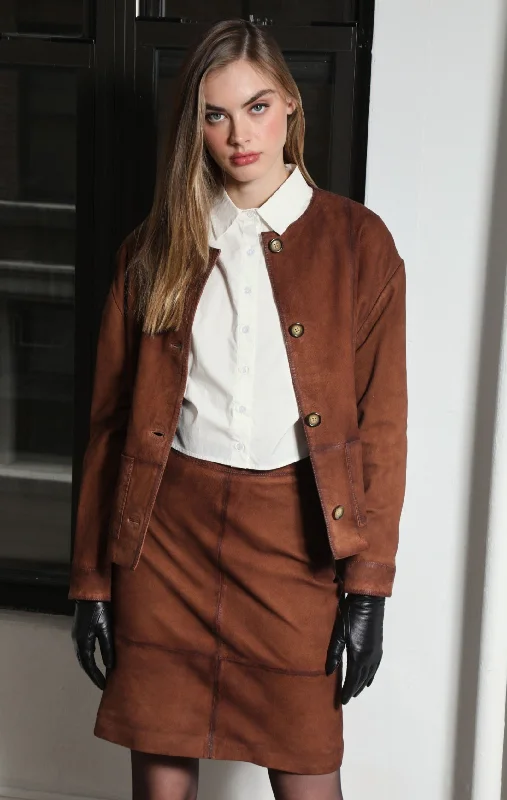 Palmer Jacket, Cognac Suede - Leather