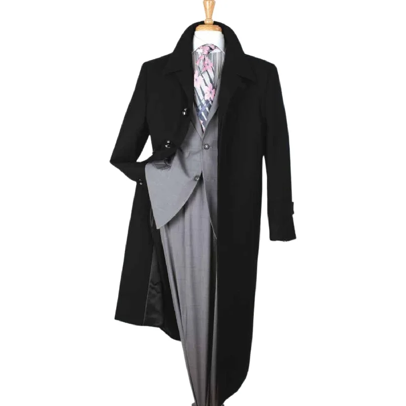 Black Diamond Wool Gabardine Duster Coat