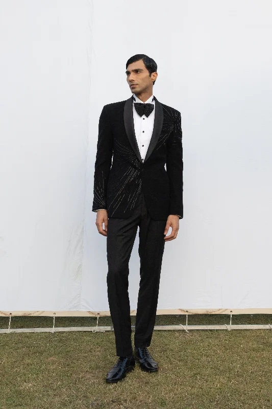 Black Emroidered Tux Jacket.