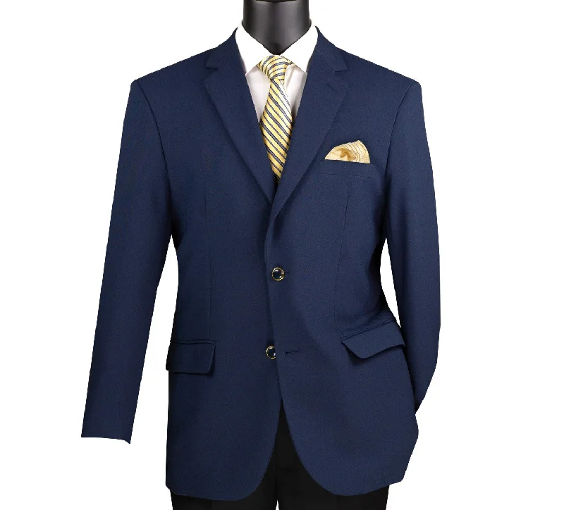 Conrad Collection: Navy Solid Color Single Breasted Regular Fit Blazer