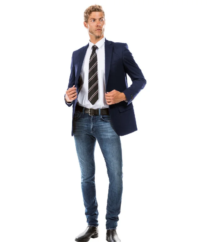 Draconian Collection: Navy Solid Color Single Breasted Jacket - Modern Fit