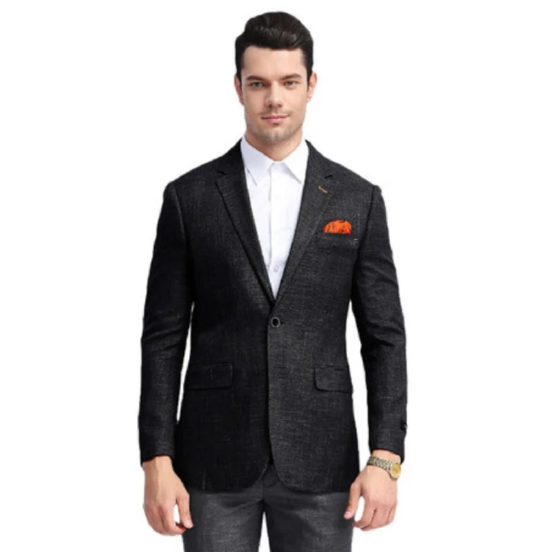 Galaxy Garnish Collection: Black Solid Color Slim Fit Blazer