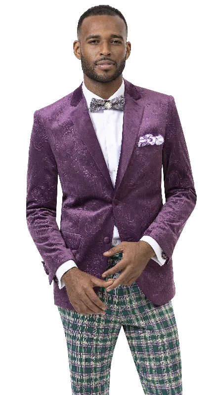 Lavender Tone on Tone Floral Design Regular Fit Fashion Blazer J37