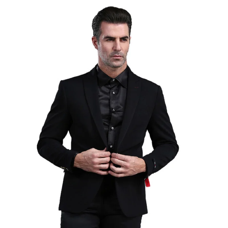 Moonlit Mode Collection: Black Solid Color Skinny Fit Blazer