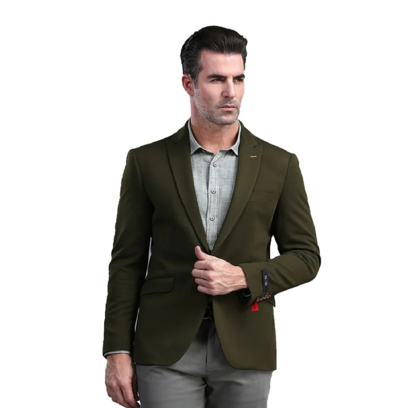 Moonlit Mode Collection: Green Solid Color Skinny Fit Blazer