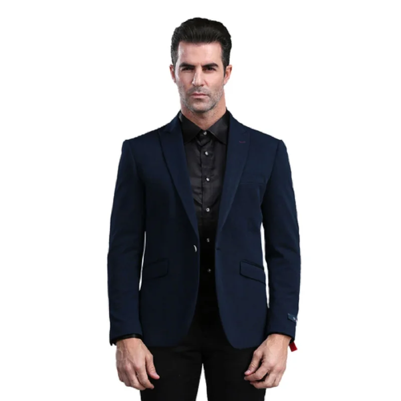 Moonlit Mode Collection: Navy Solid Color Skinny Fit Blazer