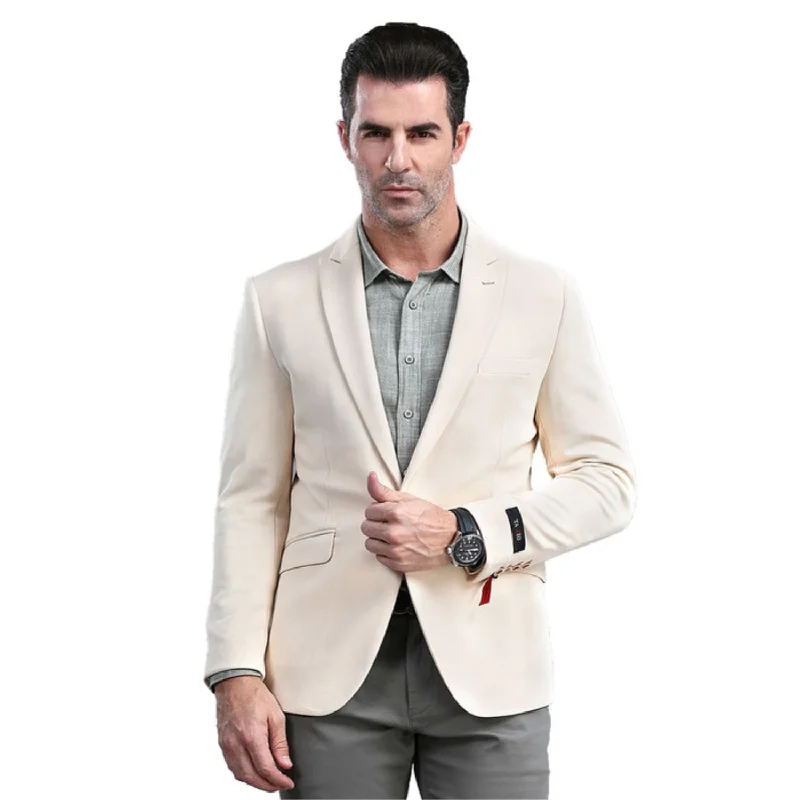 Moonlit Mode Collection: Tan Solid Color Skinny Fit Blazer