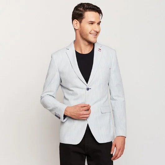 Ice Blue Linen Blazer