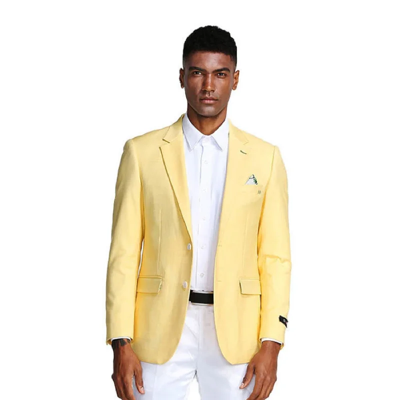 Oceanic Outfits Collection: Lemon Solid Color Slim Fit Blazer