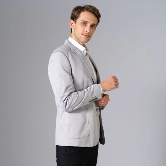 Sea Foam Light Grey Linen Blazer