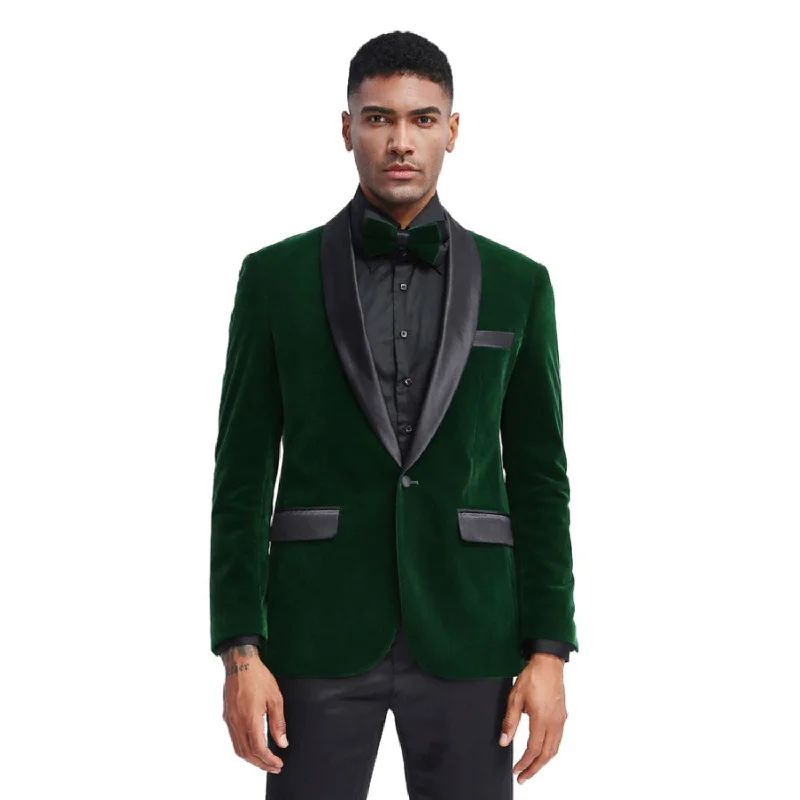 Trendy Tune Collection: Green Solid Color Single Breasted Slim Fit Blazer