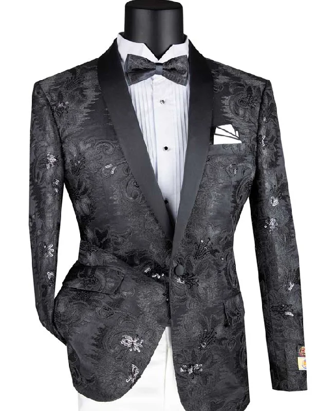 Wilde Wear Collection: Black Embroidery Single Breasted Slim Fit Blazer