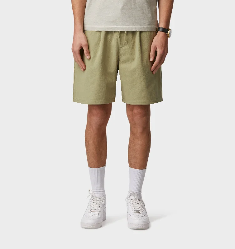 Linen Michael Pleat Short - Sage