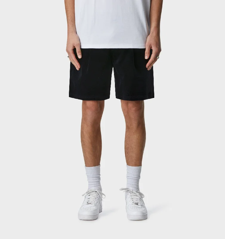 Michael Pleat Cord Short - Navy